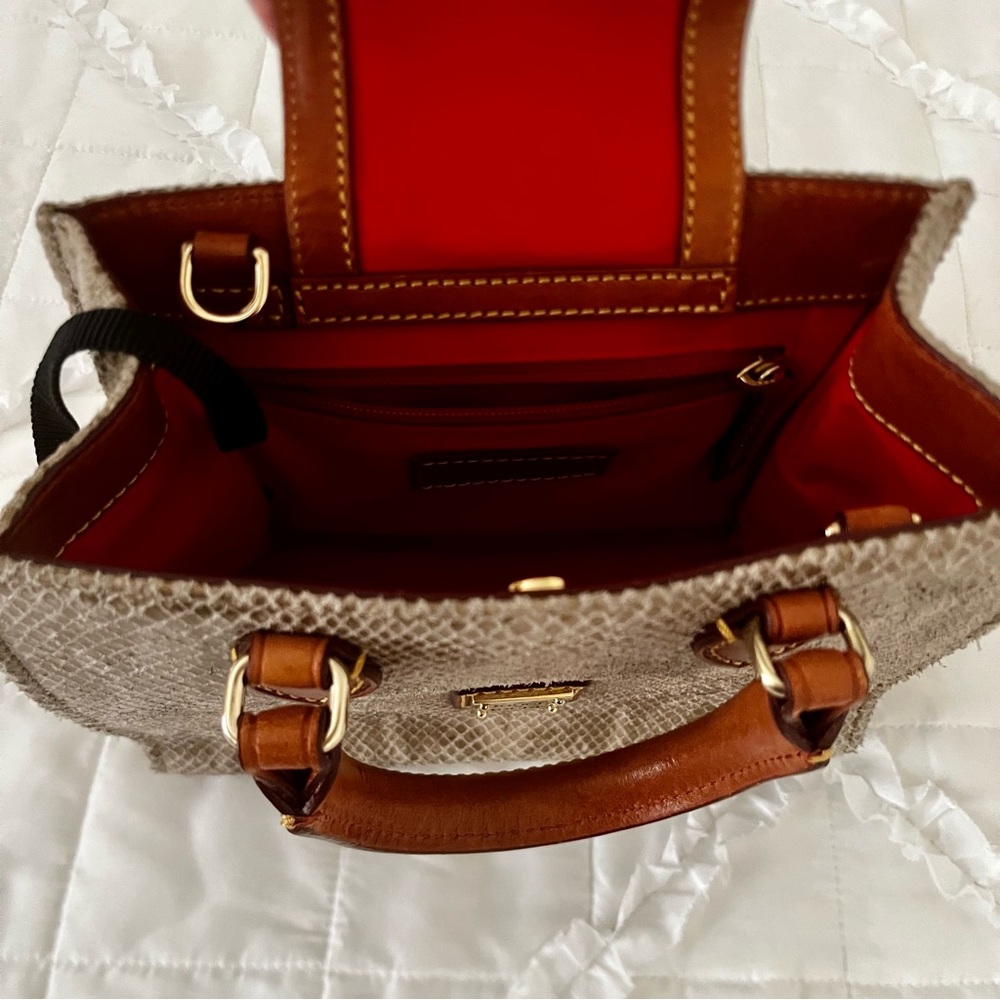 Python Snake Print Leather W/ Brown Leather Trim … - image 8